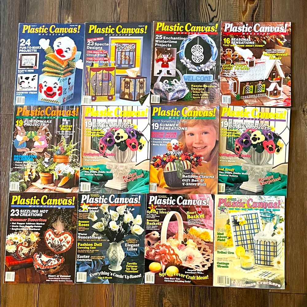 (12) Plastic Canvas Magazines 1989-1998